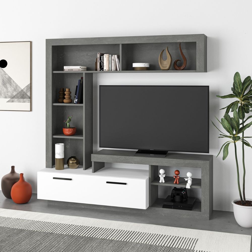 Parete attrezzata cemento bianco Leo EFFEZETA ITALIA