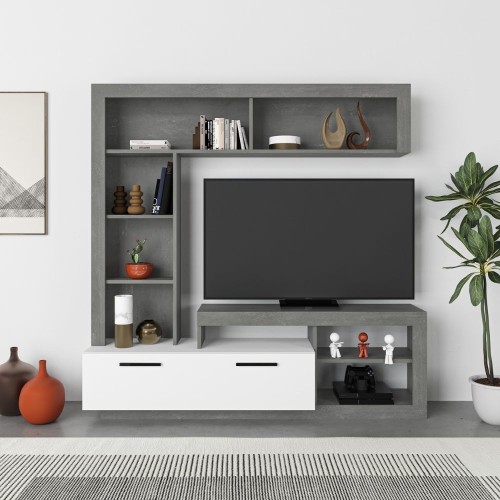 Parete attrezzata cemento bianco Leo EFFEZETA ITALIA