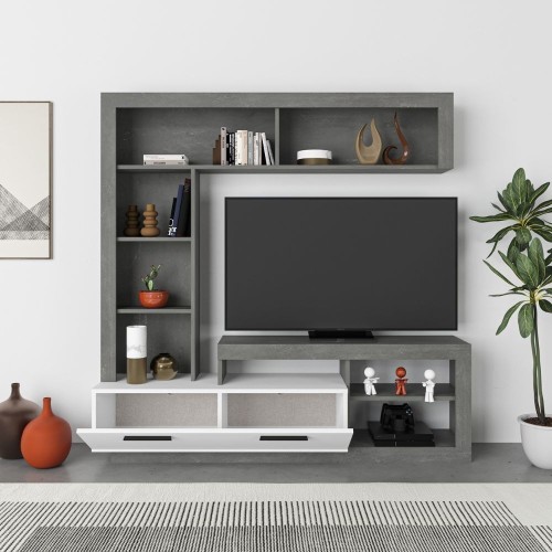 Parete attrezzata cemento bianco Leo EFFEZETA ITALIA