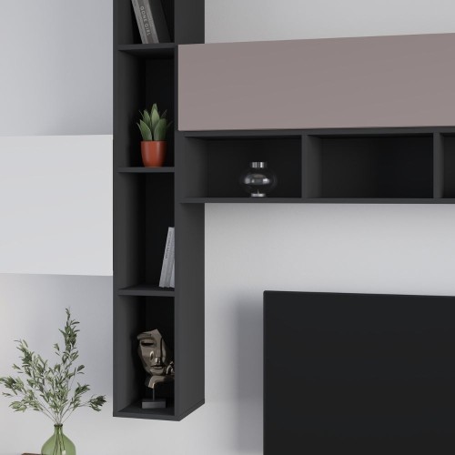 Parete attrezzata Fashion base colore hitit noce e pensili