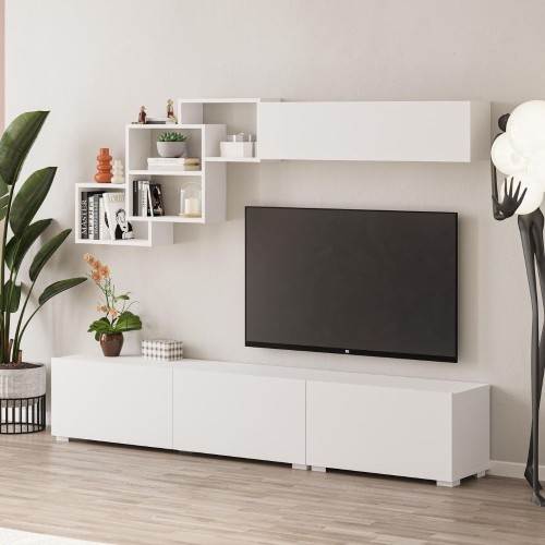 Parete attrezzata Free con nicchie a giorno colore bianco