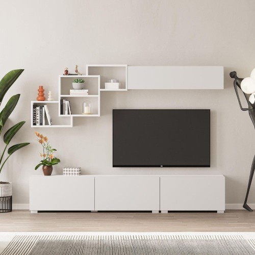 Parete attrezzata Free con nicchie a giorno colore bianco