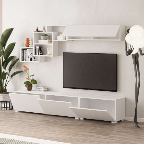 Parete attrezzata Free con nicchie a giorno colore bianco