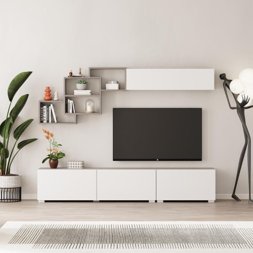 Parete attrezzata Free con nicchie a giorno colore mocha e