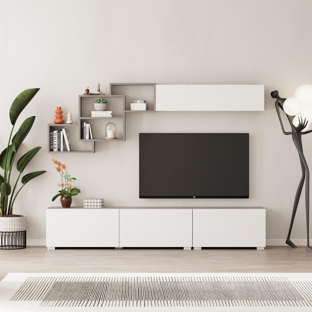 Parete attrezzata Free con nicchie a giorno colore mocha e