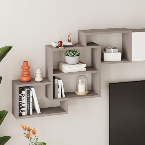 Parete attrezzata Free con nicchie a giorno colore mocha e