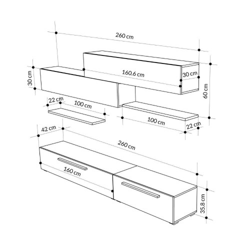 Parete attrezzata Kombat 260 colore bianco EFFEZETA ITALIA