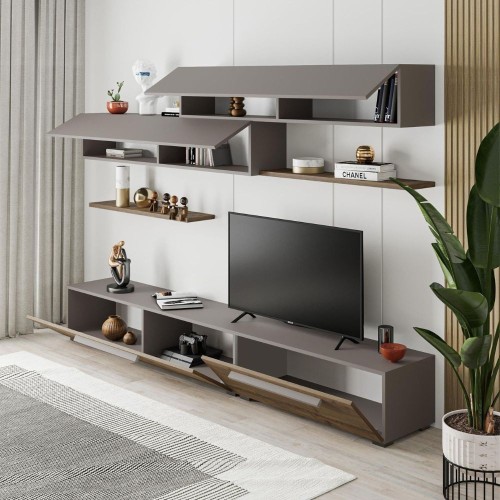 Parete attrezzata Kombat 260 colore hitit noce e tortora