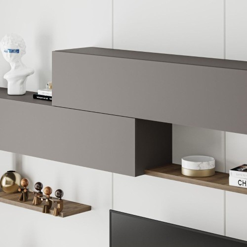 Parete attrezzata Kombat 260 colore hitit noce e tortora