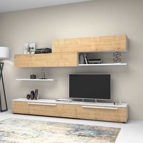 Parete attrezzata Kombat 260 rovere bianco larice EFFEZETA