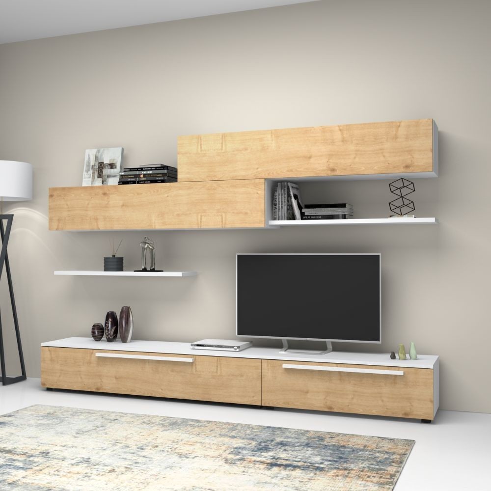 Parete attrezzata Kombat 260 rovere bianco larice EFFEZETA