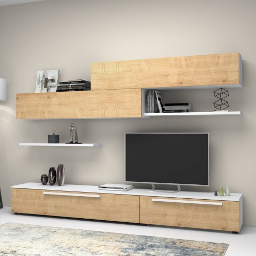 Parete attrezzata Kombat 260 rovere bianco larice EFFEZETA