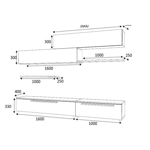 Parete attrezzata Kombat 260 rovere bianco larice EFFEZETA