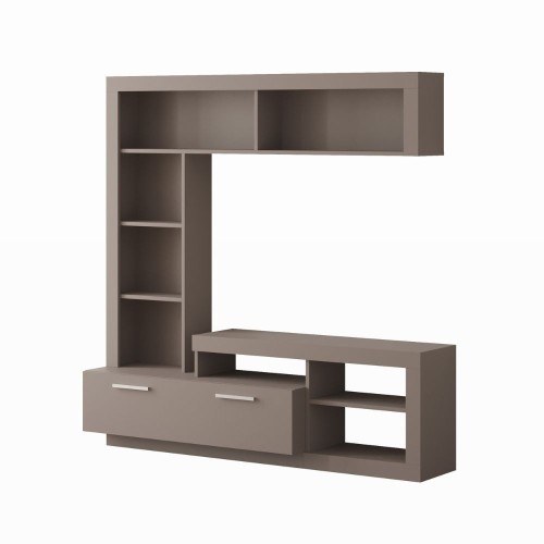 Parete attrezzata Leo con nicchia a giorno e anta a ribalta