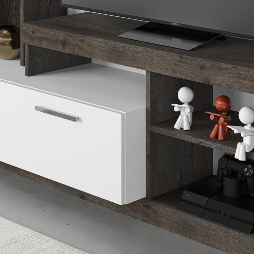 Parete attrezzata Leo con nicchie a giorno e anta a ribalta