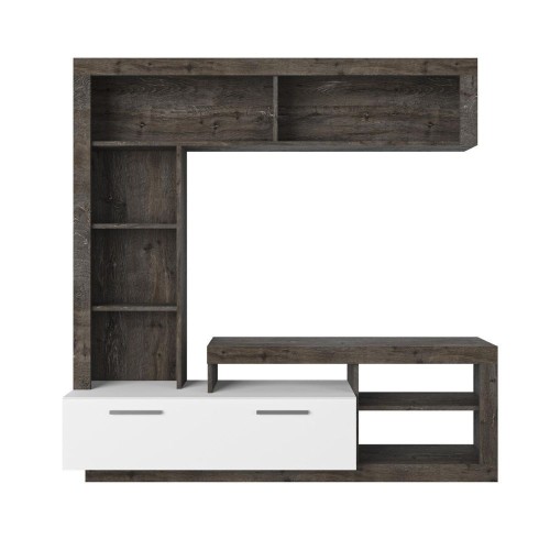 Parete attrezzata Leo con nicchie a giorno e anta a ribalta