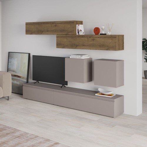 Parete attrezzata Licia in tortora e hitit noce H