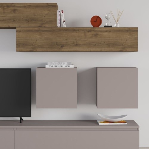 Parete attrezzata Licia in tortora e hitit noce H