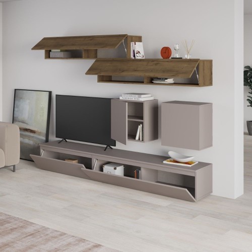 Parete attrezzata Licia in tortora e hitit noce H