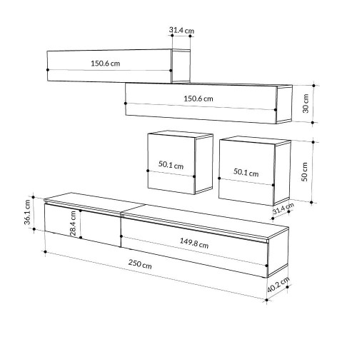 Parete attrezzata Licia in tortora e hitit noce H