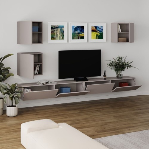 Parete attrezzata Marte colore tortora H 170x40x300 cm.