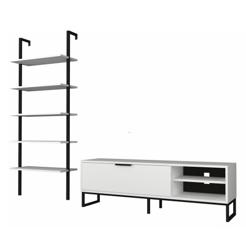 Parete attrezzata porta tv e libreria Way bianca EFFEZETA