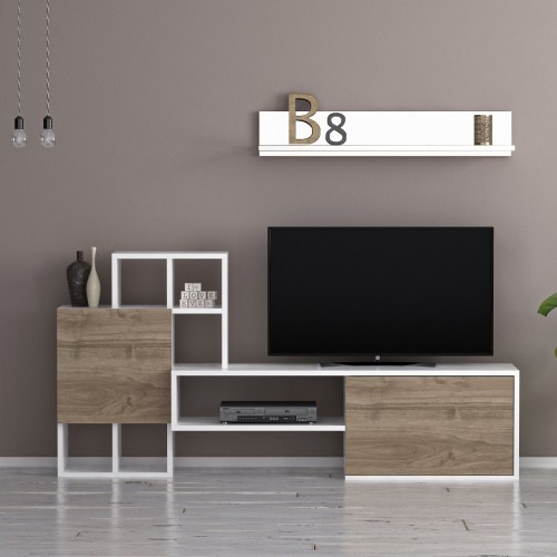 Parete attrezzata Rinaldo 160 bianca frontali noce EFFEZETA