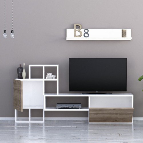 Parete attrezzata Rinaldo 160 bianca frontali noce EFFEZETA