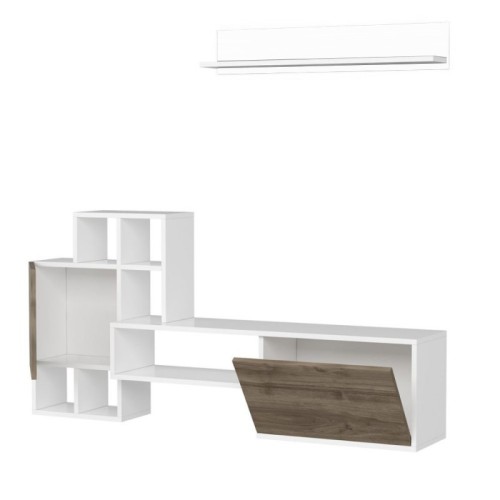 Parete attrezzata Rinaldo 160 bianca frontali noce EFFEZETA