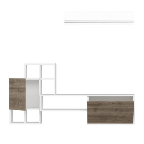 Parete attrezzata Rinaldo 160 bianca frontali noce EFFEZETA