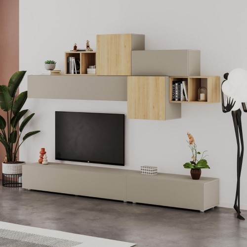 Parete attrezzata Tromen 260 cm. cashmere e rovere