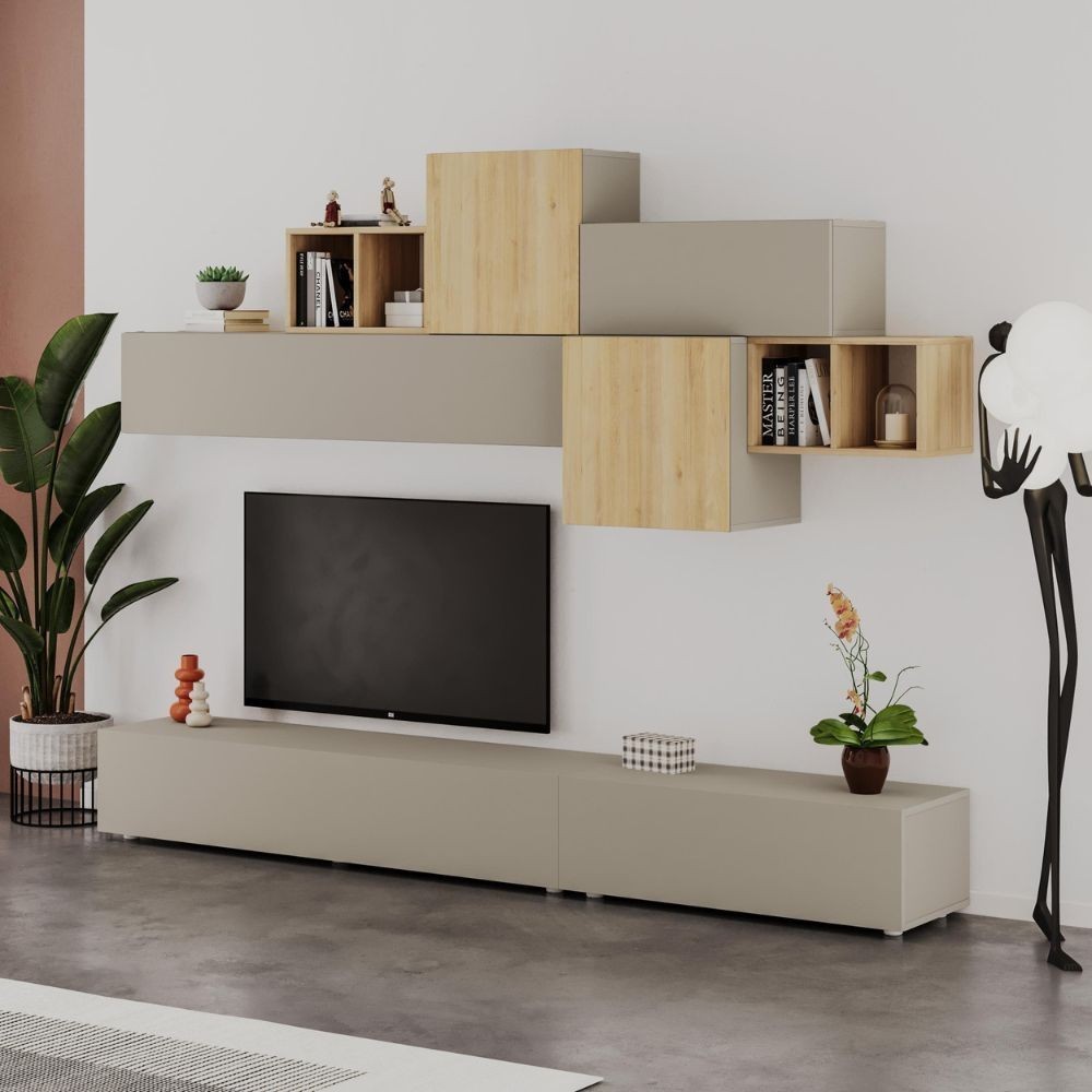 Parete attrezzata Tromen 260 cm. cashmere e rovere