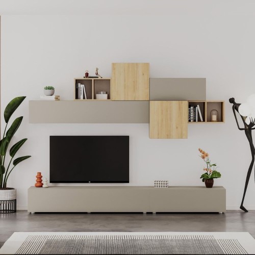 Parete attrezzata Tromen 260 cm. cashmere e rovere