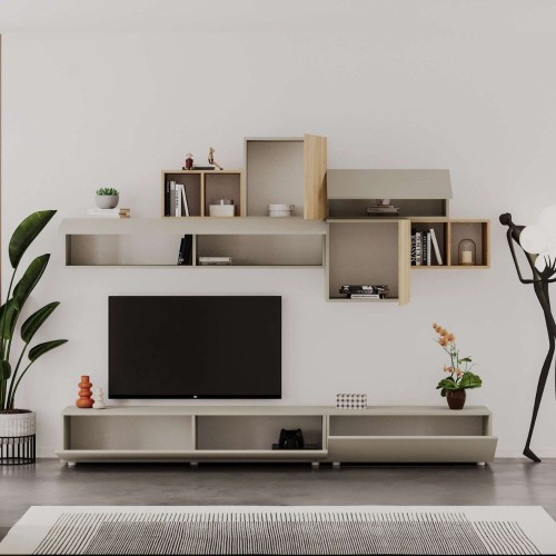 Parete attrezzata Tromen 260 cm. cashmere e rovere