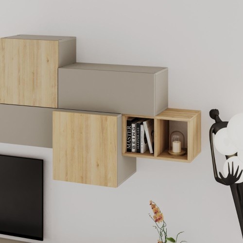 Parete attrezzata Tromen 260 cm. cashmere e rovere