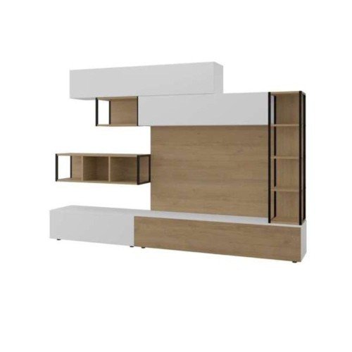 Parete attrezzata Tronador 260 cm. bianco e rovere EFFEZETA