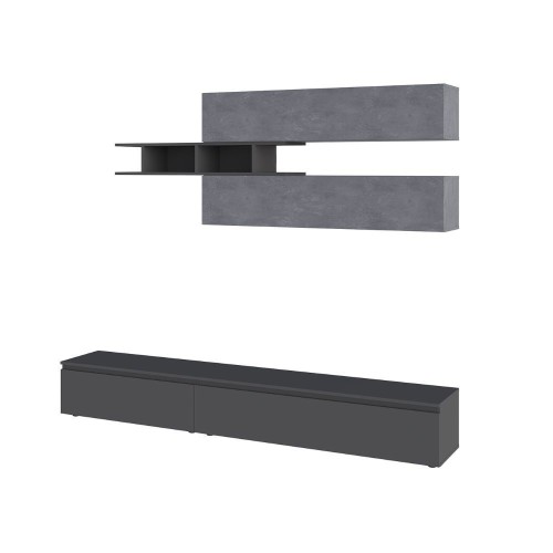 Parete attrezzata Venus colore antracite e cemento H