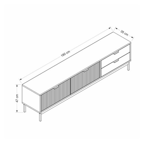 Porta tv Esta con 2 ante antracite e 2 cassetti rovere