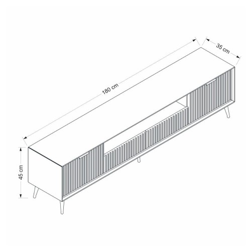 Porta tv Kale con 4 ante effetto cannettato e nicchia a
