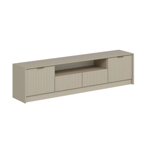 Porta tv Kale con 4 ante effetto cannettato e nicchia a