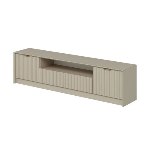 Porta tv Kale con 4 ante effetto cannettato e nicchia a