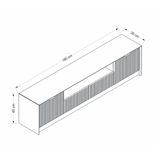 Porta tv Kale con 4 ante effetto cannettato e nicchia a
