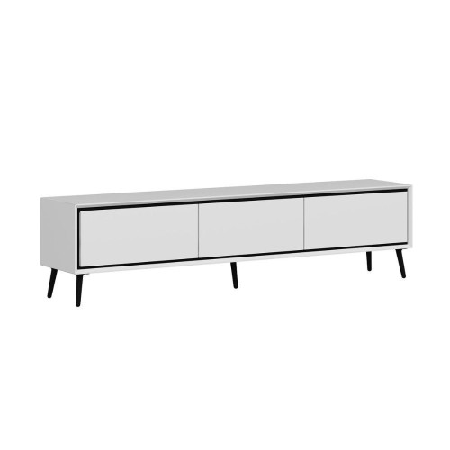 Porta tv Mandy con 3 ante colore bianco e piedini neri