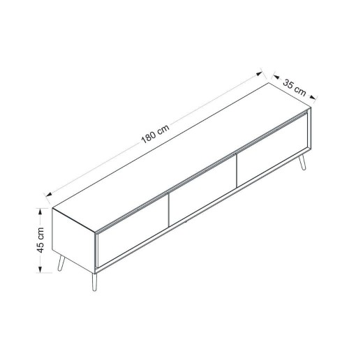 Porta tv Mandy con 3 ante colore bianco e piedini neri