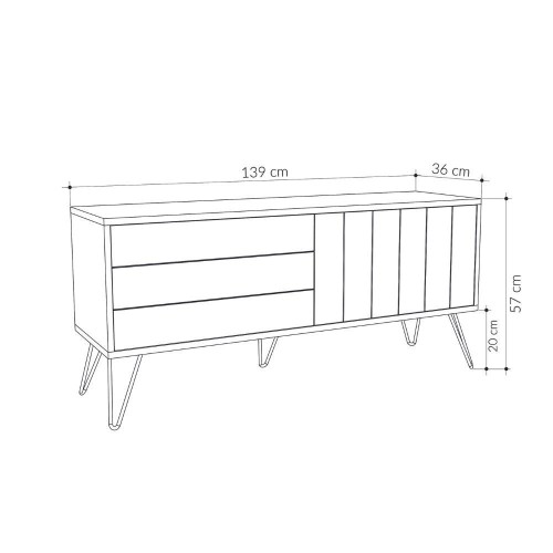 Porta tv Picadilly con struttura rovere e 2 ante a ribalta