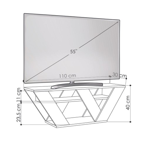 Porta TV Pipralla antracite 110x30x40h EFFEZETA ITALIA
