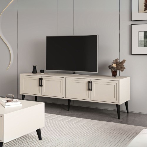 Porta tv Prime con 4 ante colore cashmere e maniglie e