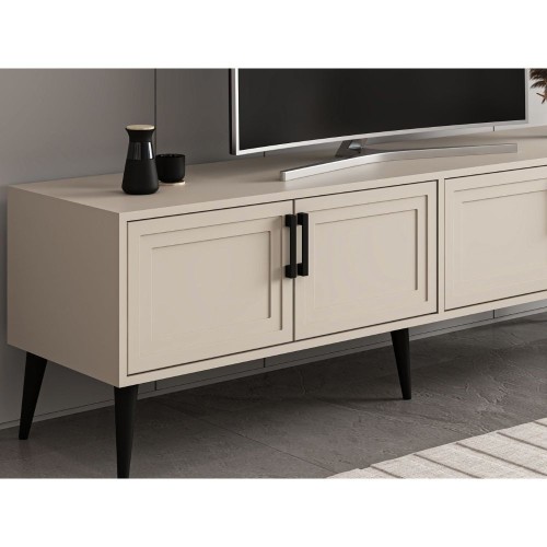 Porta tv Prime con 4 ante colore cashmere e maniglie e