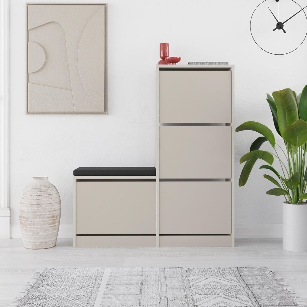 Scarpiera con panca Dude con 4 ante a ribalta colore