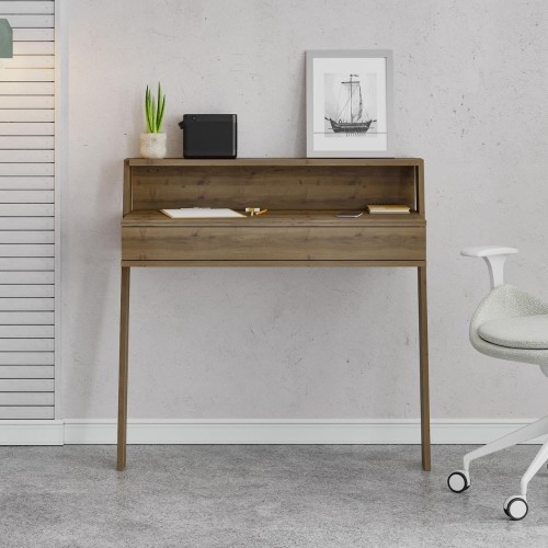 Scrivania da parete hitit noce con cassetto Cowork 94 cm.